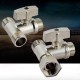 three-way with live joints brass ball valve 1/4" thread two-way switch water pipe diverter tap washing machine access